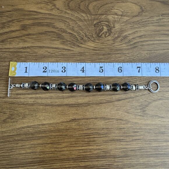 Vintage SILPADA Sterling Silver Faceted Smoky Quartz Bracelet Chunky Beaded RARE - Picture 10 of 16